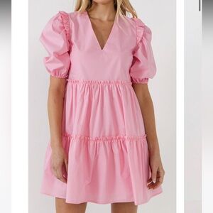 English Factory Pink Ruffle Mini Dress